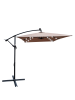 Rectangle 2x3M Outdoor Patio Umbrella Solar Powered LED Lighted Sun Shade Market Waterproof 6 Ribs Umbrella with Crank and Cross Base for Garden Deck