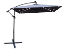 Square 2.5X2.5M Outdoor Patio Umbrella Solar Powered LED Lighted Sun Shade Market Waterproof 8 Ribs Umbrella with Crank and Cross Base for Garden Deck