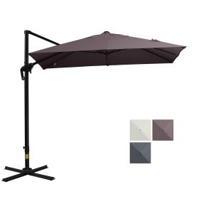 Outsunny 8FT Cantilever Patio Umbrella, Square Outdoor Offset Umbrella with 360° Rotation, Aluminum Hanging Umbrella with 3-Position Tilt, Crank & Cro (Color: As pic)