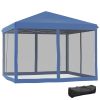 Outsunny 10' x 10' Pop Up Canopy Tent with Netting, Instant Gazebo, Ez up Screen House Room with Carry Bag, Height Adjustable, for Outdoor, Garden, Pa