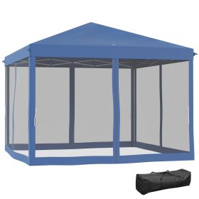 Outsunny 10' x 10' Pop Up Canopy Tent with Netting, Instant Gazebo, Ez up Screen House Room with Carry Bag, Height Adjustable, for Outdoor, Garden, Pa (Color: As pic)