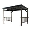 6.5x12FT Hardtop Grill Gazebo, Outdoor BBQ Gazebo with 2 Side Shelves and Sloping Galvanized Steel Roof, Metal Permanent Grill Canopy with Ceiling Hoo