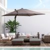 Outsunny 8FT Cantilever Patio Umbrella, Square Outdoor Offset Umbrella with 360° Rotation, Aluminum Hanging Umbrella with 3-Position Tilt, Crank & Cro