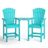 Patio Bar Stools Adirondack Arm Chairs Set of 2, All Weather Outdoor Furniture Wood-Like HDPE Deck Backyard Garden Dining Chairs, Beach Balcony Chair