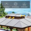 10'x12' Hardtop Gazebo, Permanent Outdoor Gazebo with Polycarbonate Double Roof, Aluminum Gazebo Pavilion with Curtain and Net for Garden, Patio, Lawn