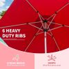 7.5FT Patio Umbrella, Outdoor Table Umbrella with Push Button Tilt and Crank, UV Protection Waterproof Market Sun Umbrella with 6 Sturdy Ribs for Gard