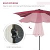 Outsunny 9' x 7' Solar Umbrella, LED Lighted Patio Umbrella for Table or Base with Tilt & Crank, Outdoor Umbrella for Garden, Deck, Backyard, Pool, Be