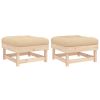 Patio Footstools with Cushions 2pcs Solid Wood Pine