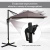 Outsunny 8FT Cantilever Patio Umbrella, Square Outdoor Offset Umbrella with 360° Rotation, Aluminum Hanging Umbrella with 3-Position Tilt, Crank & Cro