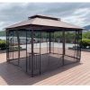 13x10 Outdoor Patio Gazebo Canopy Tent With Ventilated Double Roof And Mosquito net(Detachable Mesh Screen On All Sides),Suitable for Lawn, Garden, Ba