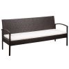 5 Piece Patio Lounge Set with Cushions Poly Rattan Brown