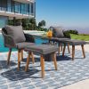 K&K 5 Pieces Patio Furniture Chair Sets, Patio Conversation Set With Wicker Cool Bar Table, Ottomans,Outdoor Furniture Bistro Sets for Porch,Backyard,