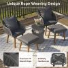 K&K 5 Pieces Patio Furniture Chair Sets, Patio Conversation Set With Wicker Cool Bar Table, Ottomans,Outdoor Furniture Bistro Sets for Porch,Backyard,