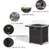28 Inch Propane Fire Pit Table, Rattan & Wicker-Look, 50000 BTU Gas Firepits Tempered Glass Tabletop with Glass Windscreen Protector for Outside Patio