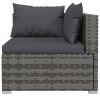 6 Piece Patio Lounge Set with Cushions Poly Rattan Gray