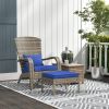 Outsunny Patio Wicker Adirondack Chair with Ottoman, Outdoor Fire Pit Chair with Cushions, High-Back, Large Seat & Armrests for Deck, Garden & Backyar