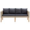 3 Piece Patio Lounge Set with Cushions Poly Rattan Beige