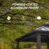 Grill Gazebo 8' × 6', Aluminum BBQ Gazebo Outdoor Metal Frame with Shelves Serving Tables, Permanent Double Roof Hard top Gazebos for Patio Lawn Deck