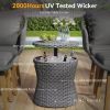 K&K 5 Pieces Patio Furniture Chair Sets, Patio Conversation Set With Wicker Cool Bar Table, Ottomans,Outdoor Furniture Bistro Sets for Porch,Backyard,