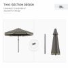 Outsunny 9ft Patio Umbrella with Push Button Tilt and Crank, Ruffled Outdoor Market Table Umbrella with Tassles and 8 Ribs, for Garden, Deck, Pool, Da