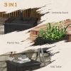 Outsunny 3-in-1 Outdoor Umbrella Base, Coffee End Table, Flower Box Planter with Drain Hole, 175 lbs. Capacity Fillable Patio Umbrella Stand Table wit
