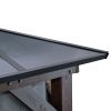 10' x 13' Hardtop Wood Gazebo for Patios, Outdoor Framed Gazebo with Polycarbonate Double Roof Canopy, Solid Wooden Framed Gazebo with Privacy Curtain