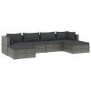 6 Piece Patio Lounge Set with Cushions Poly Rattan Gray
