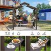 8×5FT Hardtop Grill Gazebo, Outdoor BBQ Gazebo w/Galvanized Steel Double Roof, Permanent Sun Shade Grill Canopy Shelter with 2 Side Shelves and Ceilin