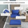 Outsunny Patio Wicker Adirondack Chair with Ottoman, Outdoor Fire Pit Chair with Cushions, High-Back, Large Seat & Armrests for Deck, Garden & Backyar