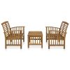 3 Piece Patio Lounge Set Solid Acacia Wood