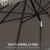 Outsunny 9ft Patio Umbrella with Push Button Tilt and Crank, Ruffled Outdoor Market Table Umbrella with Tassles and 8 Ribs, for Garden, Deck, Pool, Da