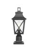 Outdoor Post Light, Black Pole Lantern Lighting Fixture with Pier Mount Base Hard Wired, Outdoor Column Lights Exterior Lamp Post Lantern with Glass f