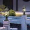 Outdoor Post Light, Black Pole Lantern Lighting Fixture with Pier Mount Base Hard Wired, Outdoor Column Lights Exterior Lamp Post Lantern with Glass f