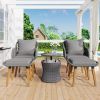 K&K 5 Pieces Patio Furniture Chair Sets, Patio Conversation Set With Wicker Cool Bar Table, Ottomans,Outdoor Furniture Bistro Sets for Porch,Backyard,