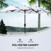 Outsunny Double-sided Patio Umbrella 9.5' Large Outdoor Market Umbrella with Push Button Tilt and Crank, 3 Air Vents and 12 Ribs, for Garden, Deck, Po