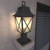 Outdoor Post Light, Black Pole Lantern Lighting Fixture with Pier Mount Base Hard Wired, Outdoor Column Lights Exterior Lamp Post Lantern with Glass f