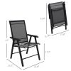 Outsunny Set of 4 Patio Folding Chairs, Stackable Outdoor Sling Patio Dining Chairs with Armrests for Lawn, Camping, Dining, Beach, Metal Frame, No As