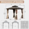 8' X 8' Hardtop Gazebo, Aluminum Metal Gazebo with Galvanized Steel Double Roof Canopy, Curtain and Netting, Permanent Gazebo Pavilion for Patio, Back