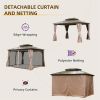 10'x12' Hardtop Gazebo, Permanent Outdoor Gazebo with Polycarbonate Double Roof, Aluminum Gazebo Pavilion with Curtain and Net for Garden, Patio, Lawn