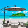 10 ft Outdoor Patio Umbrella Solar Powered LED Lighted Sun Shade Market Waterproof 8 Ribs Umbrella with Crank and Cross Base for Garden Deck Backyard