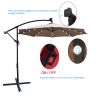 10 ft Outdoor Patio Umbrella Solar Powered LED Lighted Sun Shade Market Waterproof 8 Ribs Umbrella with Crank and Cross Base for Garden Deck Backyard