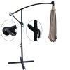 10 ft Outdoor Patio Umbrella Solar Powered LED Lighted Sun Shade Market Waterproof 8 Ribs Umbrella with Crank and Cross Base for Garden Deck Backyard