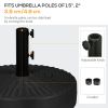 Outsunny 64 lbs. Fillable Umbrella Base with Steel Umbrella Holder, Round Umbrella Stand for 1.5" or 2" Umbrella Poles, Heavy Duty for Outdoor, Lawn,