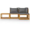4 Piece Patio Lounge Set with Cushion Solid Acacia Wood