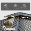 12'x18' Hardtop Gazebo, Wooden Coated Aluminum Frame Canopy with Galvanized Steel Double Roof, Outdoor Permanent Metal Pavilion with Curtains and Nett
