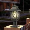 Outdoor Post Light, Black Pole Lantern Lighting Fixture with Pier Mount Base Hard Wired, Outdoor Column Lights Exterior Lamp Post Lantern with Glass f