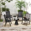 Outsunny Set of 4 Patio Folding Chairs, Stackable Outdoor Sling Patio Dining Chairs with Armrests for Lawn, Camping, Dining, Beach, Metal Frame, No As