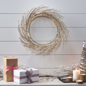 24 Inch Paper Wreath With LED Light (Option: Champagne color)