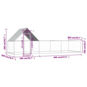 vidaXL Chicken Coop 6x2x2 m Galvanised Steel (Option: as picture)